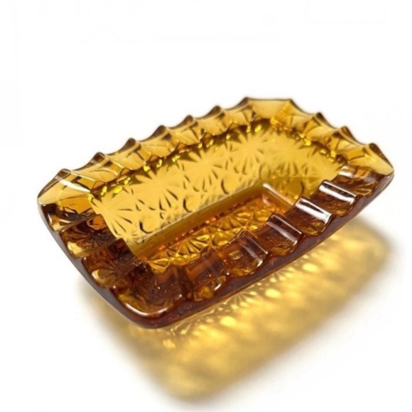 Vintage Amber Glass Ashtray MCM - Picture 3 of 3